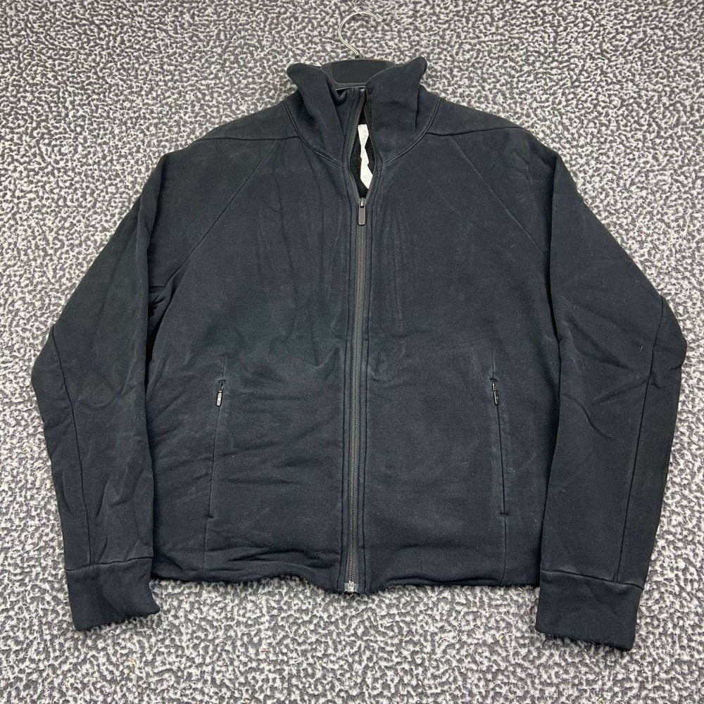 Lululemon Full Zip Jacket Women 8 Black Fleece Raglan Long Sleeve Cotton Blend